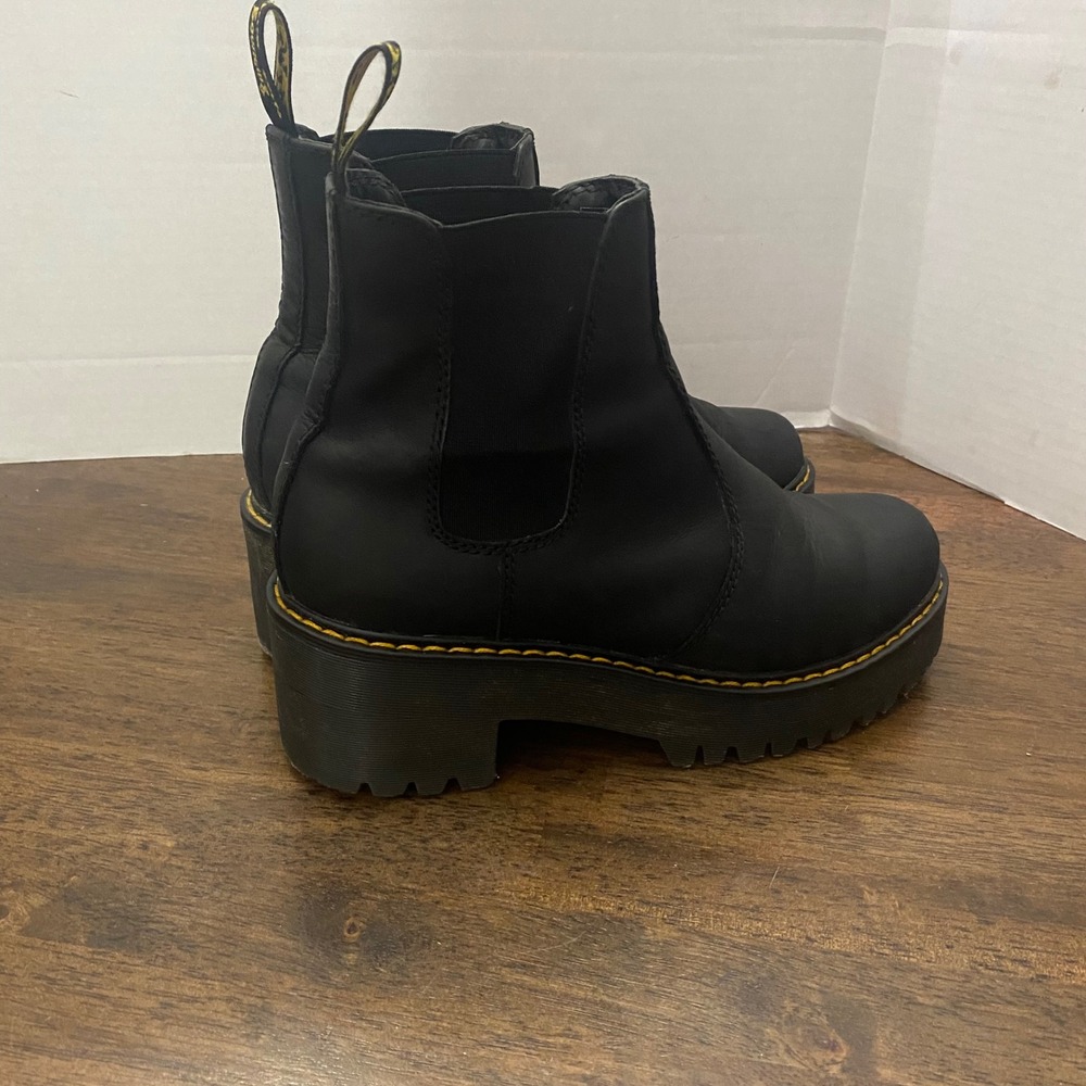 Dr. Martens Rometty Black Wyoming Leather Platform Chelsea Boots AW004 Women 7 - Picture 3 of 7